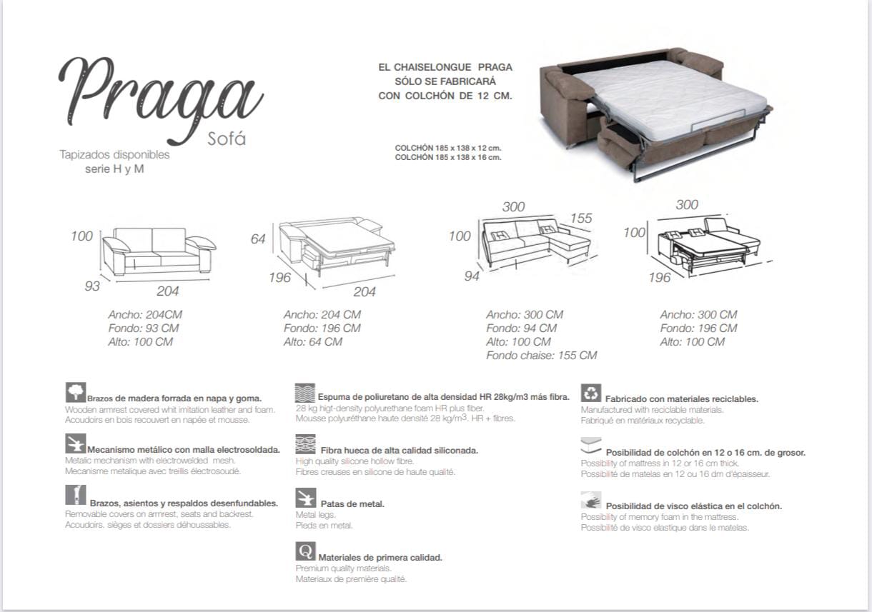 SOFÁ MOD PRADA. CAMA ITALIANO CON COLCHON (Ver colores) - Imagen 2