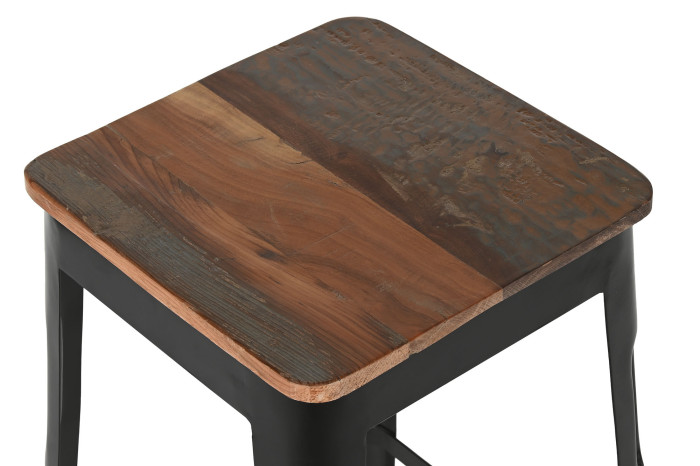 TABURETE ALTO MADERA Y METAL - Imagen 2