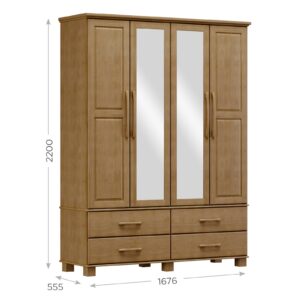 ARMARIO DE MADERA COLOR MIEL ROBLE CON 4 PUERTAS + 4 CAJONES