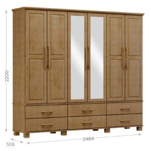ARMARIO DE MADERA COLOR MIEL ROBLE 6 PUERTAS + 6 CAJONES