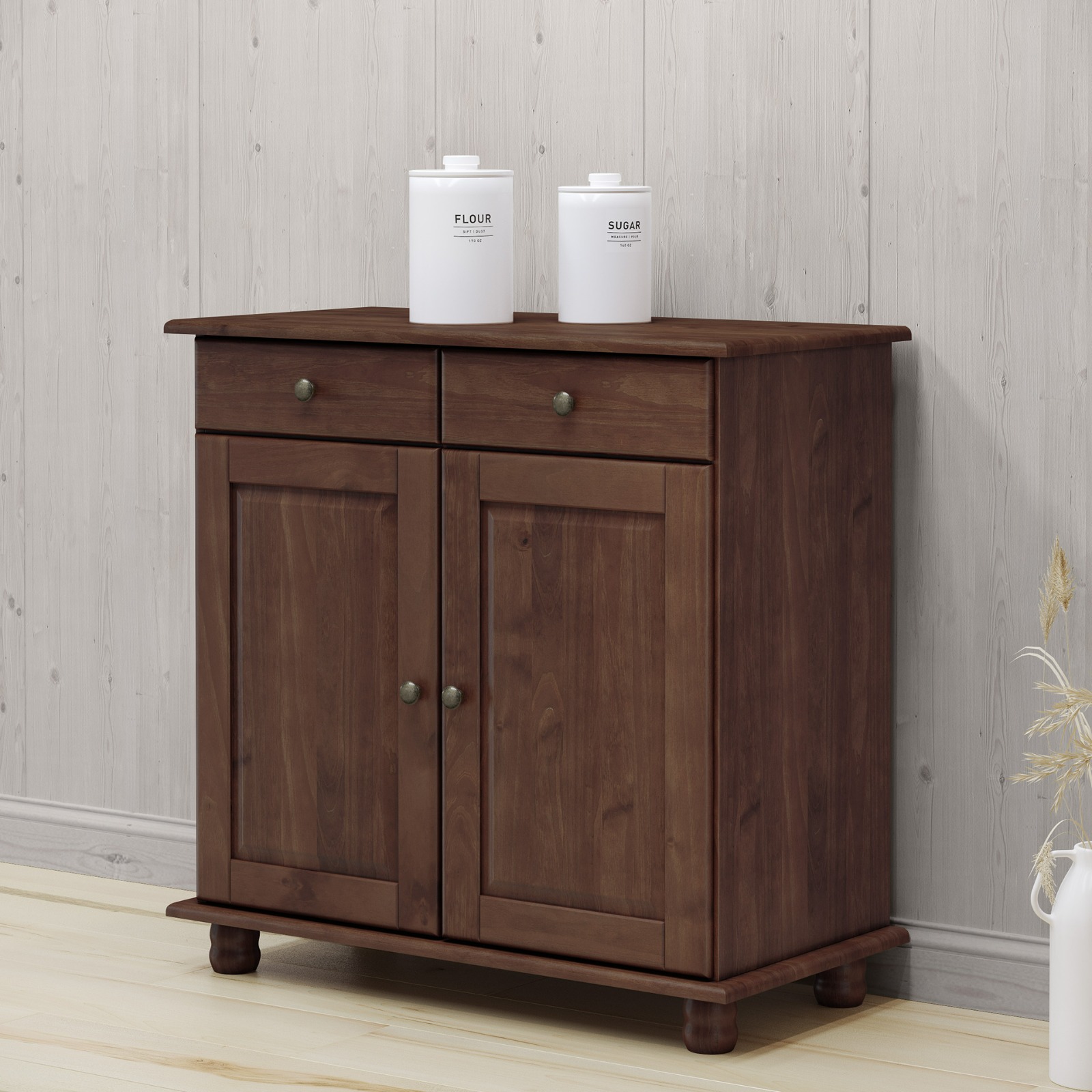 APARADOR BUFFET DE MADERA CON 2 PUERTA Y 1 CAJÓN COLOR NOGAL