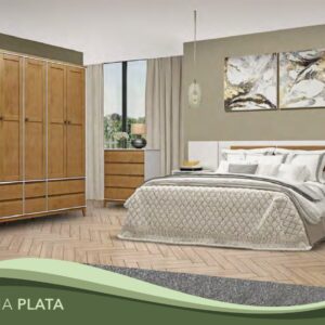DORMITORIO MOD PLATA DE MADERA Y MDF LACADO EN BLANCO&FRESNO