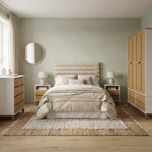 DORMITORIO MOD PLATA DE MADERA Y MDF LACADO EN BLANCO&FRESNO