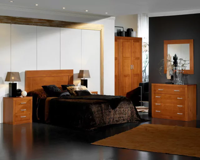 PACK DORMITORIO DE MADERA MOD 600 COLOR CEREZO - Imagen 4