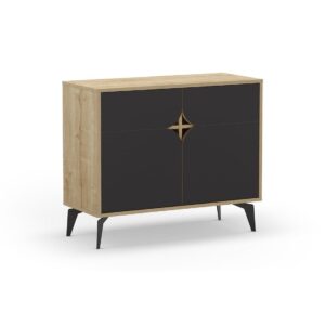 MUEBLE AUXILIAR 2 PUERTAS NOLA ROBLE&NEGRO 95 CM