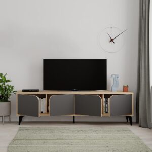 MUEBLE TV BAJO 4 PUERTAS NOLA ROBLE&NEGRO 180 CM