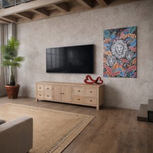 MUEBLE TV MADERA NATURAL 133 CM