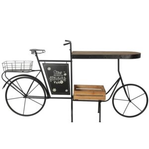 BICICLETA CONSOLA JARDINERA DE METAL Y MADERA DE ABETO 187 CM