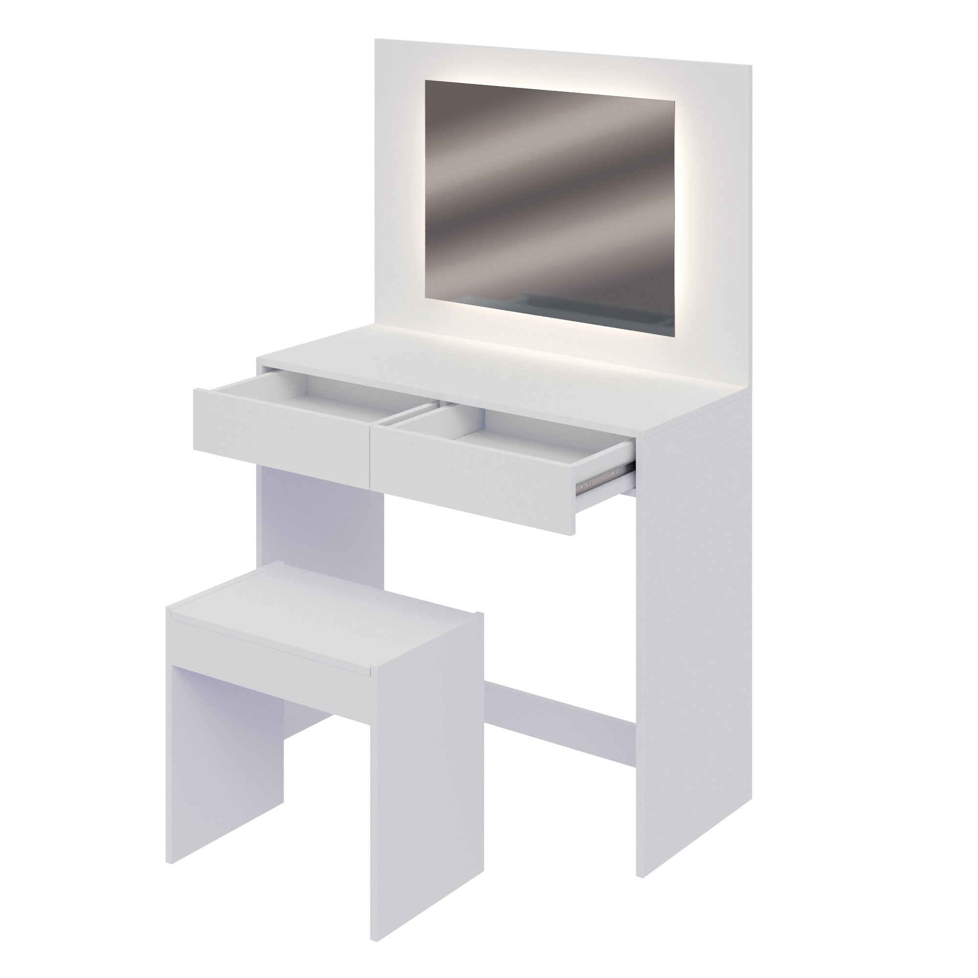 TOCADOR CON ESPEJO CON LUZ LED + TABURETE